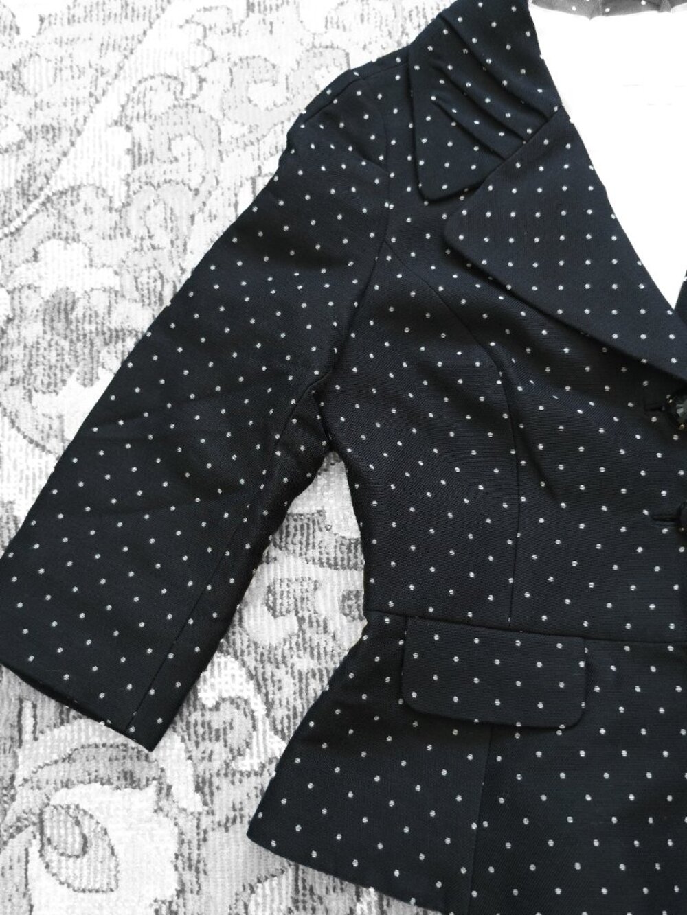 Kate Spade Black & White Polka Dot Peplum Blazer Women's Size Maybe 2 or 4 - Picture 4 of 11